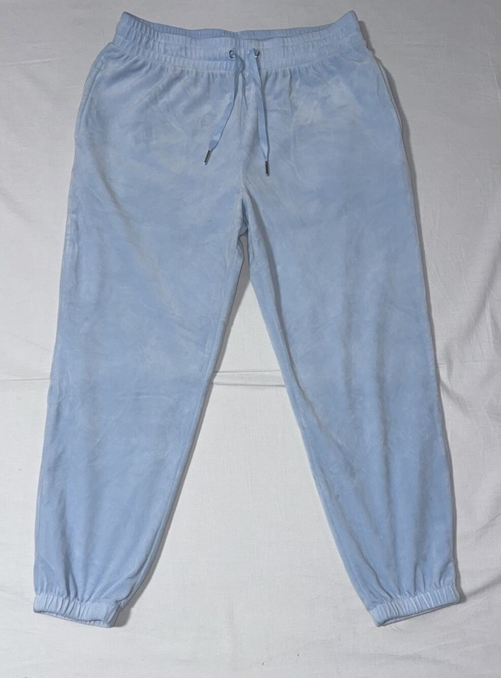 Forever 21 Light Blue Velour Joggers Sweatpants Women’s Size XL - Y2K Drawstring